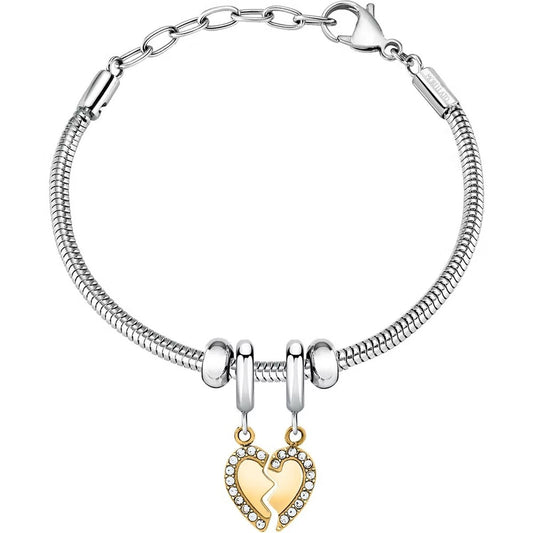 Zilverkleurige Morellato armband met een hartvormige hanger en sprankelende details.