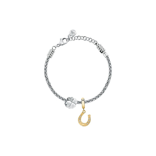 Zilverkleurige Morellato armband met een gouden hanger en een elegante, gevlochten band.
