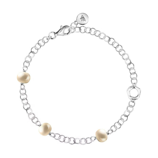 Morellato PERLA armband voor dames in zilverkleurig sterling zilver met parelachtige accenten.