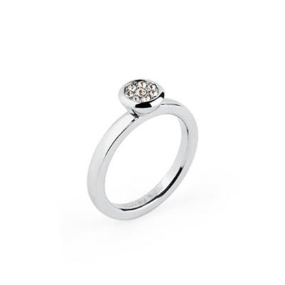 Brosway ring voor dames in 18 karaat met elegante, glanzende afwerking en strass-steentjes.