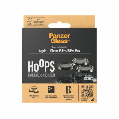 Detail van de Panzer Glass camera lens protector voor iPhone 15 Pro/15 Pro Max.