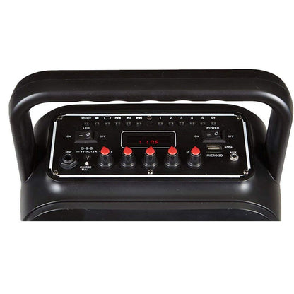 Close-up van het bedieningspaneel van de FONESTAR BOX-35LED met knoppen en display.