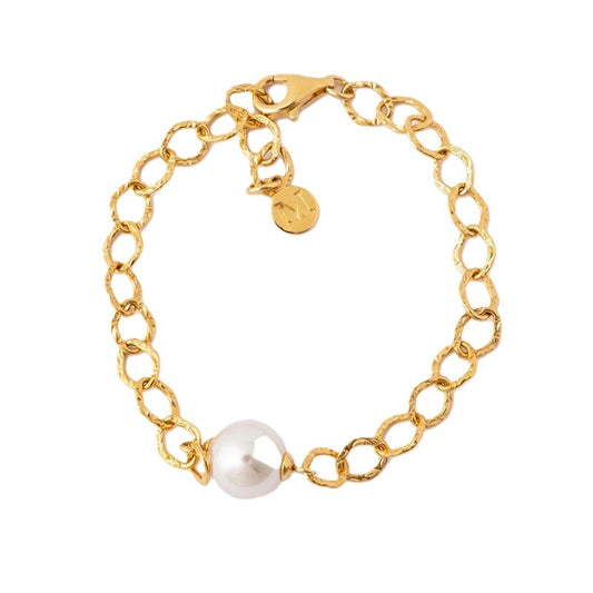 Gouden Majorica armband met parel, elegant ontwerp voor dames.