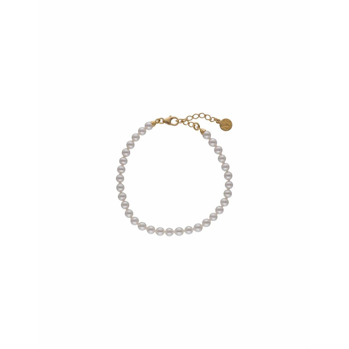 Zilverkleurige Majorica armband voor dames met elegante parelachtige kralen.