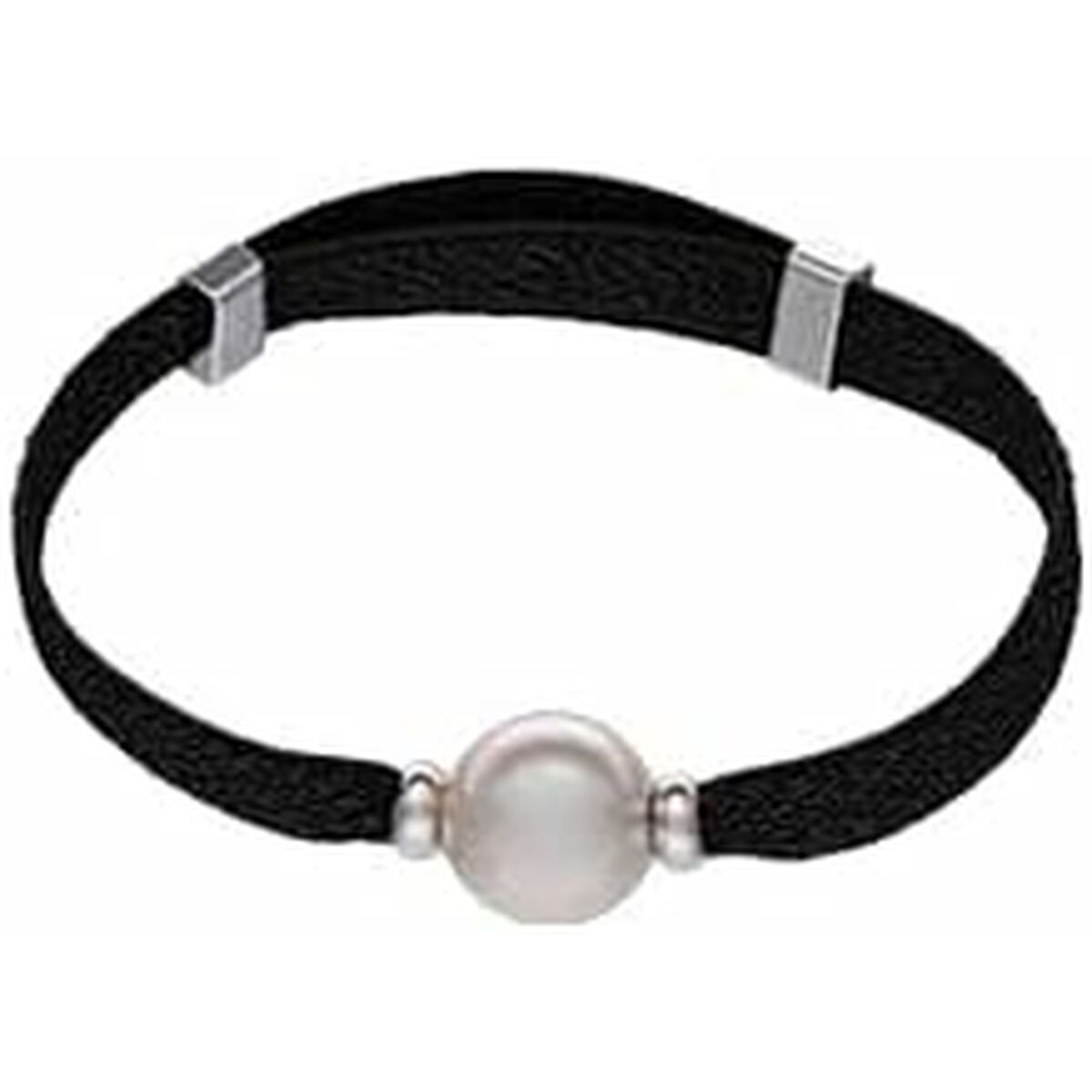 Zwarte Majorica armband voor dames met elegante parel in het midden.