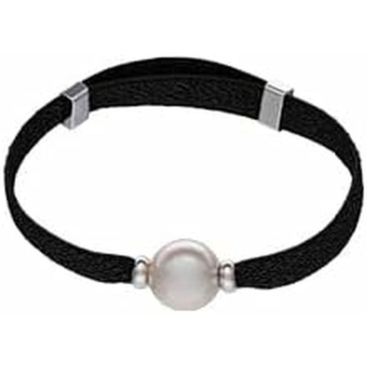 Zwarte Majorica armband voor dames met elegante parel in het midden.