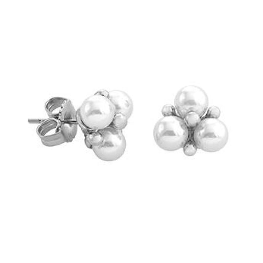 Zilverkleurige Majorica oorbellen met elegante parelontwerpen, perfect voor elke gelegenheid.