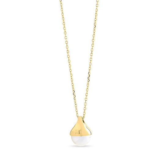 Gouden Majorica ketting met een elegante parel, perfect voor elke gelegenheid.