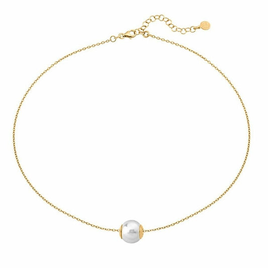 Elegante Majorica ketting met een enkele parel en gouden ketting.