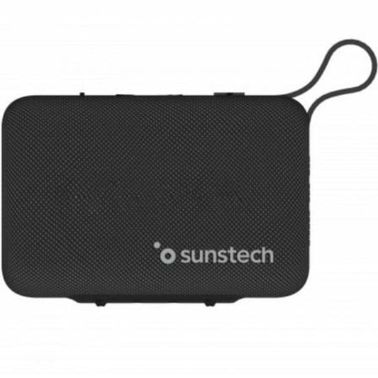 Zwarte Sunstech GOBEATCBK draagbare Bluetooth luidspreker met compact ontwerp en handvat.