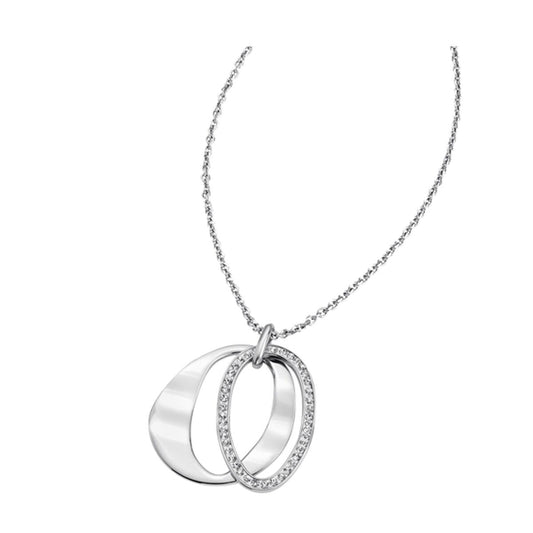Elegante Lotus ketting voor dames met twee ringen, versierd met strass.