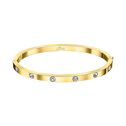 Gouden Lotus armband voor dames met strass steentjes, elegant en stijlvol ontwerp.
