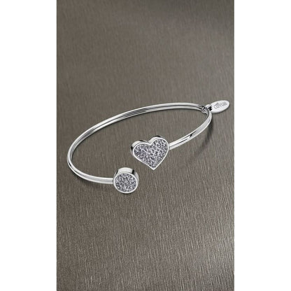 Detail van de Lotus armband met hart- en cirkelvormige Swarovski-elementen.