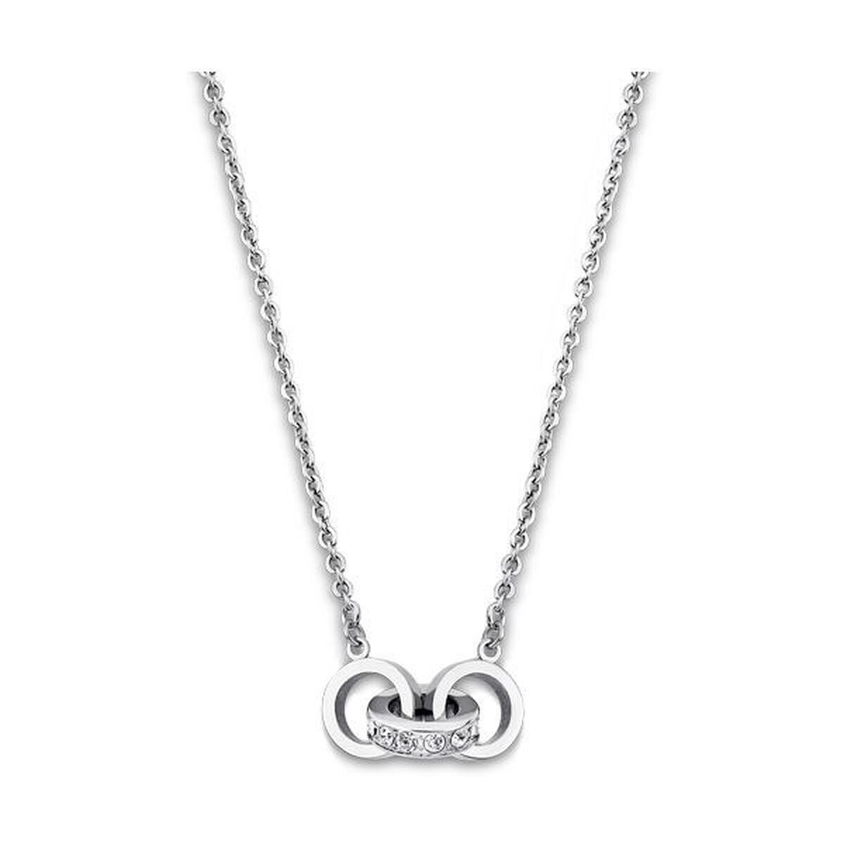 Elegante Lotus ketting voor dames met een stijlvolle, zilveren schakels en strass details.