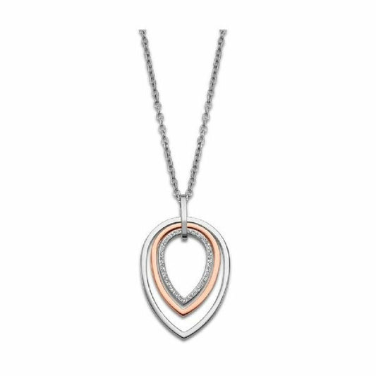 Lotus LS2112-1/2 damesketting met elegante, dubbele hanger in zilver en roségoud.