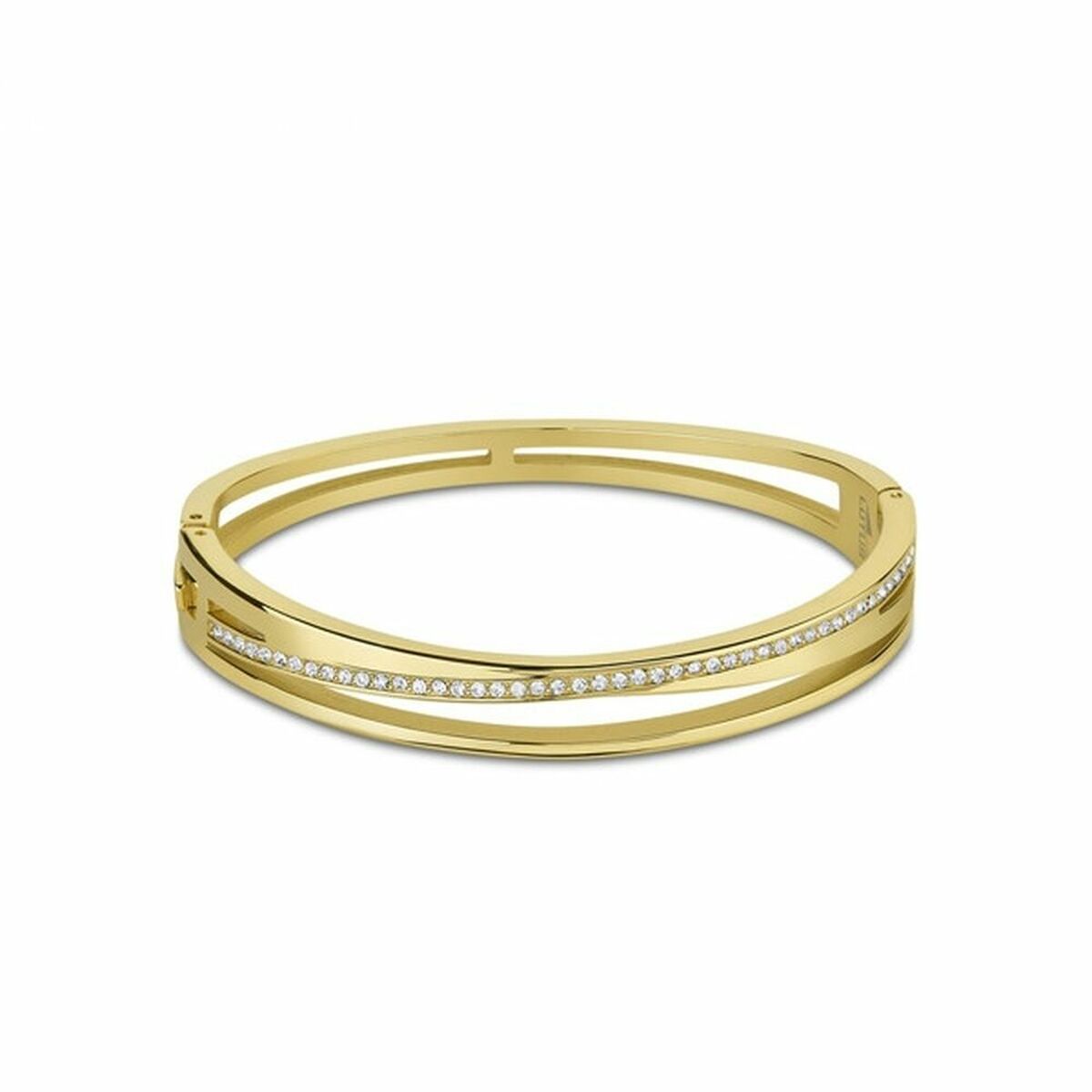 Elegante gouden Lotus armband voor dames met sprankelende details.