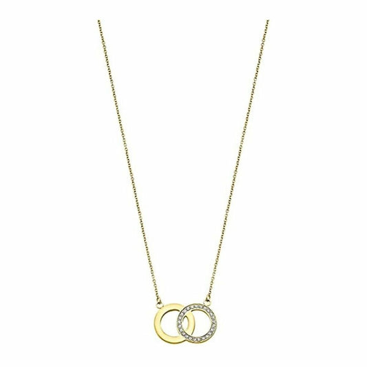 Elegante Lotus ketting met twee ringen, één met glinsterende steentjes.