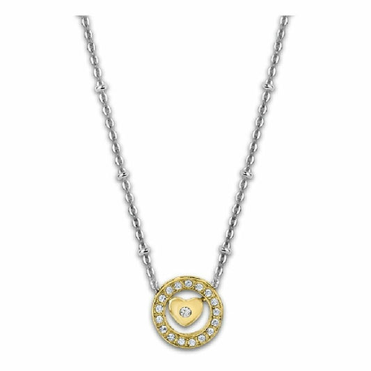 Lotus damesketting met een gouden hartje en sprankelende zirconia, elegant en tijdloos ontwerp.