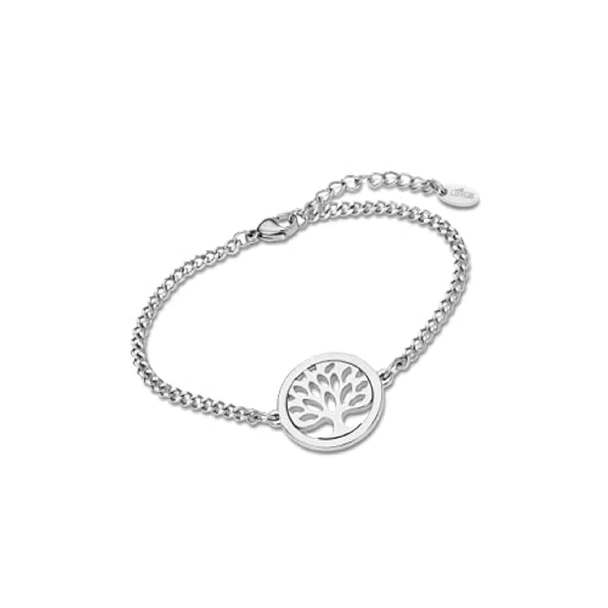 Lotus armband voor dames met een elegant ontwerp en een zilveren schakelketting.