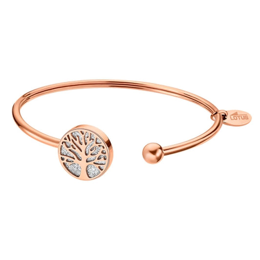 Lotus armband voor dames in roségoud met een elegante boomdesign en glinsterende details.