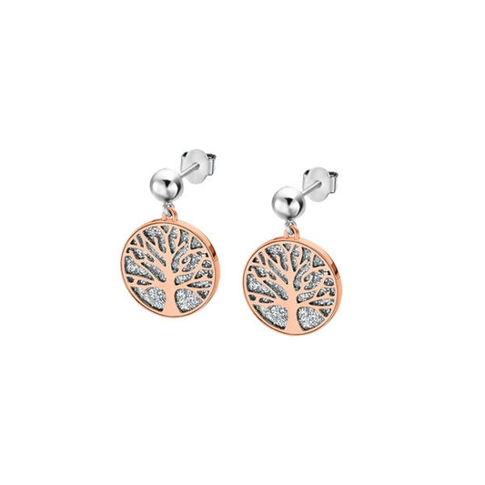 Elegante Lotus oorbellen met een tijdloos ontwerp in roségoud en zilver.