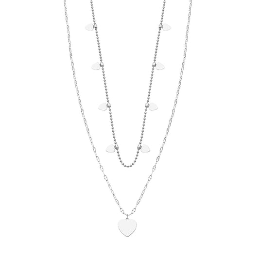 Elegante Lotus ketting voor dames met unieke hartvormige bedels in zilveren kleur.