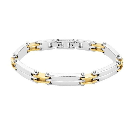 Cirkelvormige Lotus armband voor dames in zilver en goud, elegant ontwerp.