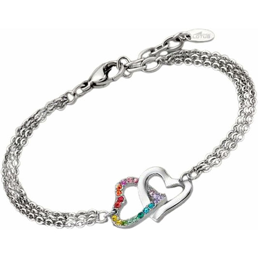 Elegante Lotus armband voor dames van roestvrijstaal met kleurrijke hartjes.