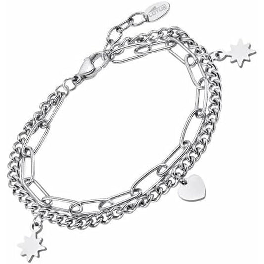 Zilveren Lotus armband voor dames met elegante schakels en hangers, tijdloos ontwerp.