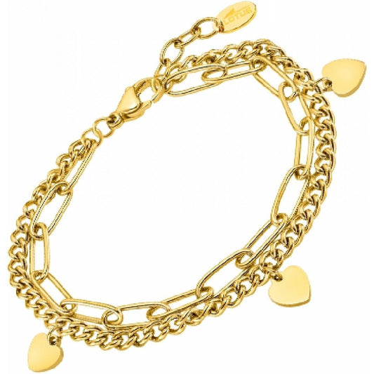 Gouden Lotus armband voor dames met elegante schakels en hartjesdetails.