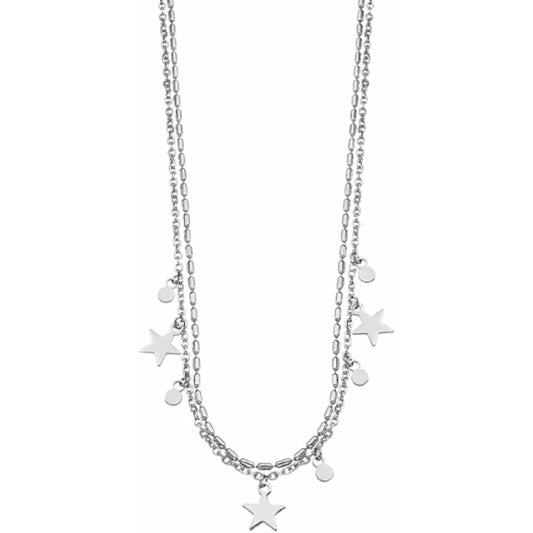 Stijlvolle Lotus ketting voor dames met elegante metaalconstructie en sterrenhangertjes.