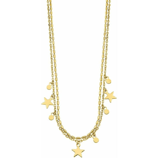 Gouden Lotus ketting voor dames met sterren en ronde schakels, elegant ontwerp.