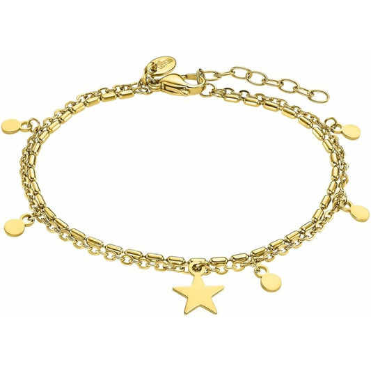 Gouden Lotus armband voor dames met elegante sterren- en schijfjesdetails.