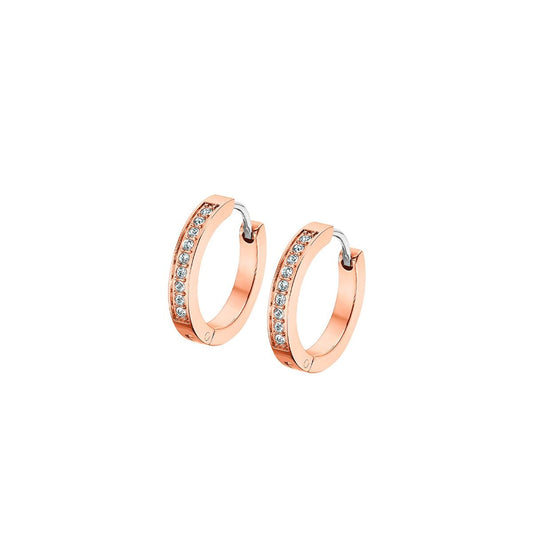 Roze gouden Lotus oorbellen met glinsterende stenen, trendy en elegant.