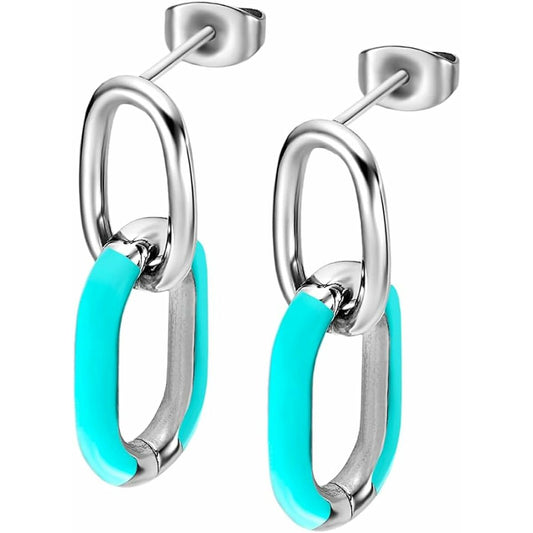 Elegante Lotus oorbellen in zilver met turquoise details, perfect voor elke gelegenheid.