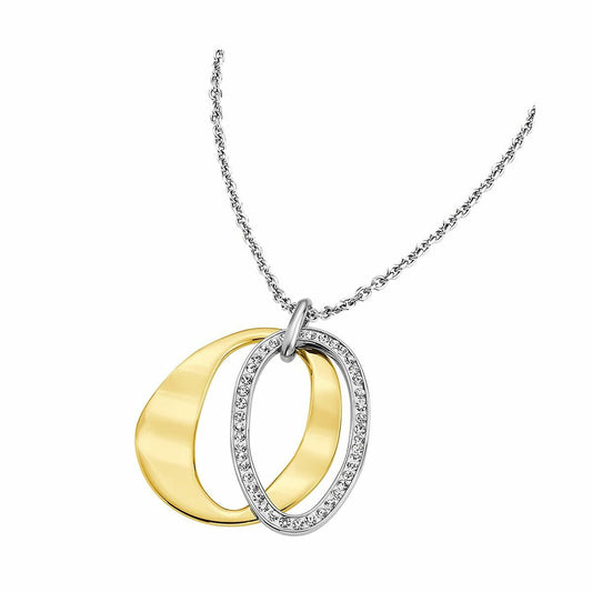 Lotus damesketting met gouden en zilveren schakels, elegant en verfijnd ontwerp.