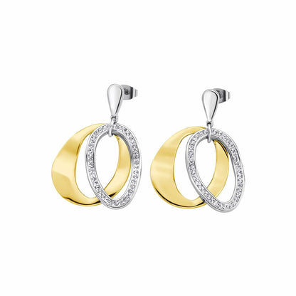 Lotus oorbellen in zilver met elegante cirkels en glinsterende details.