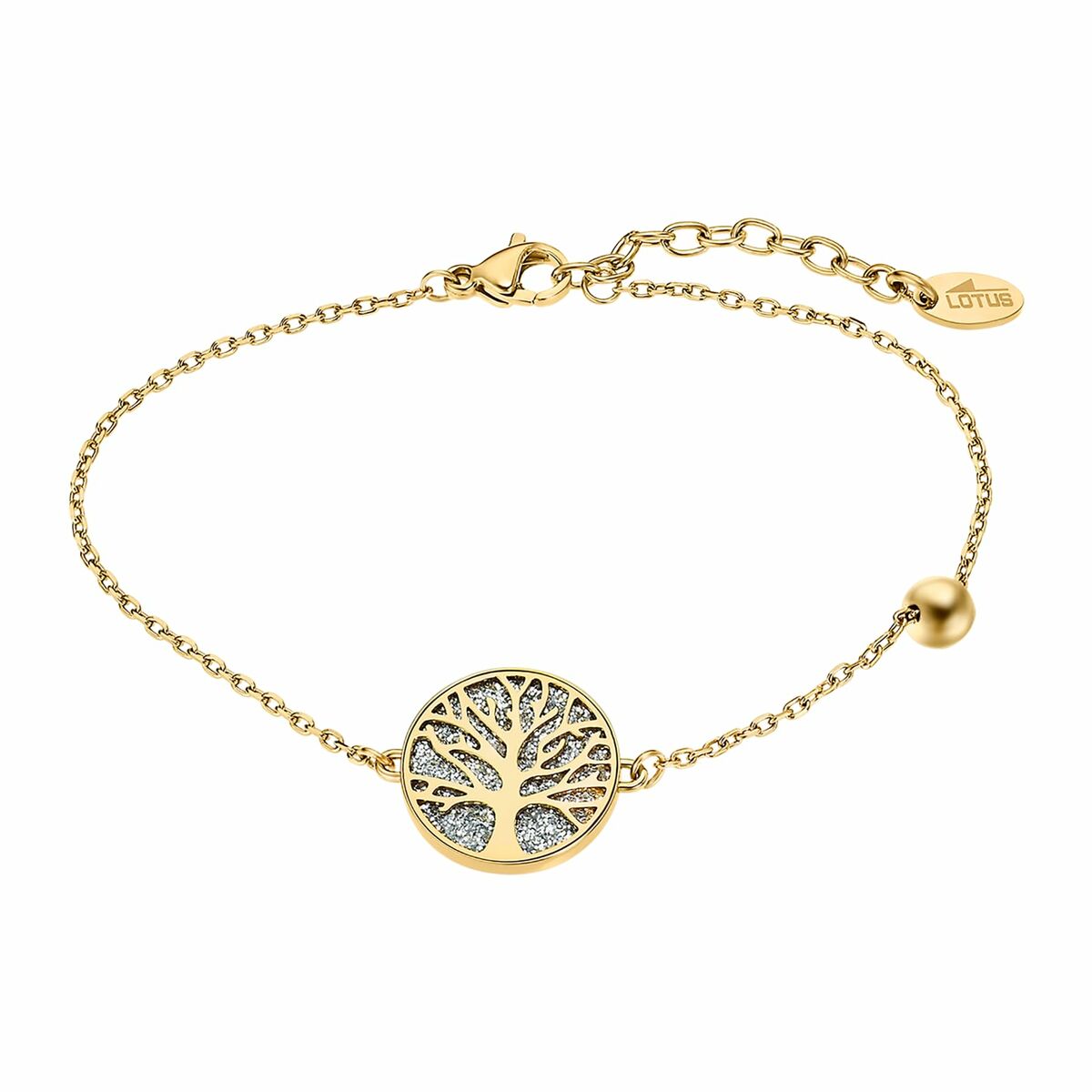 Lotus armband voor dames in roestvrij staal met een elegant boomdesign.