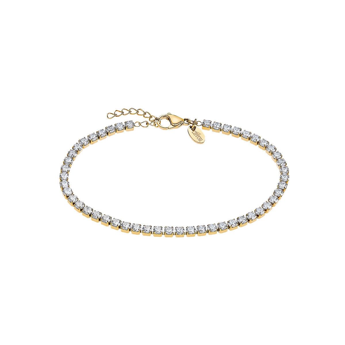 Gouden Lotus armband voor dames, versierd met sprankelende kristallen.