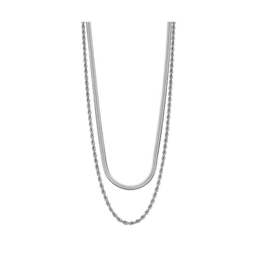 Lotus ketting voor dames met elegant design in zilver, dubbele kettinglagen.