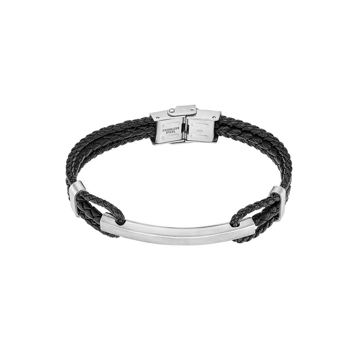 Zwarte Lotus armband voor dames met elegante afwerking en metalen sluiting, zijaanzicht.