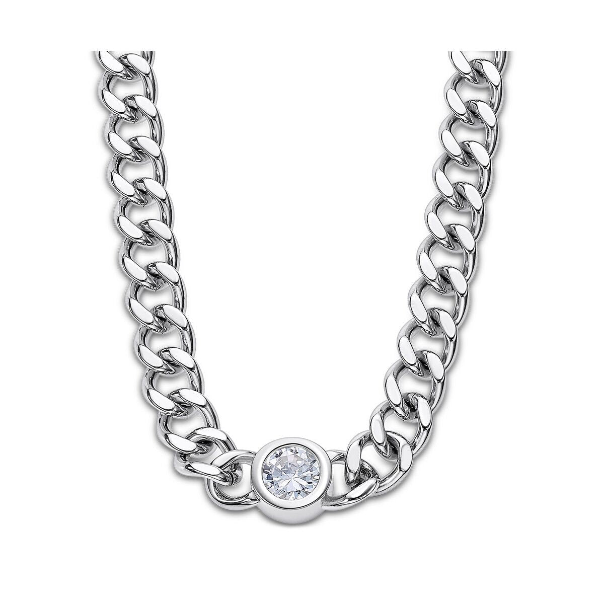 Zilverkleurige Lotus ketting voor dames met elegante afwerking en een strass-steentje.