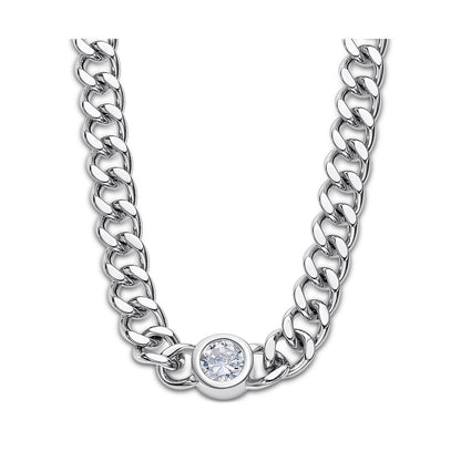 Zilverkleurige Lotus ketting voor dames met elegante afwerking en een strass-steentje.