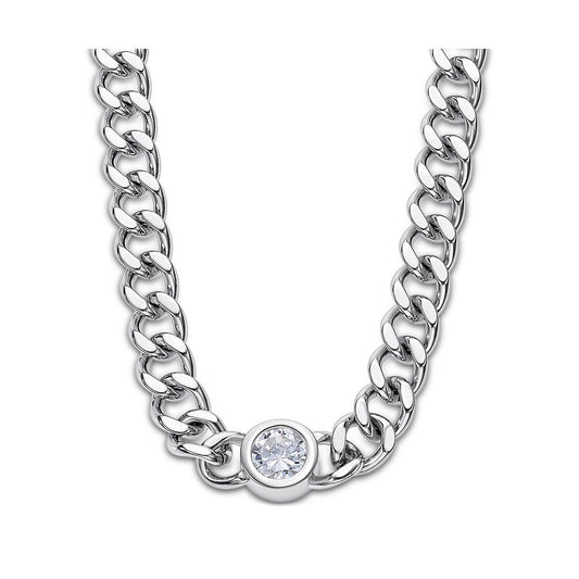 Zilverkleurige Lotus ketting voor dames met elegante afwerking en een strass-steentje.