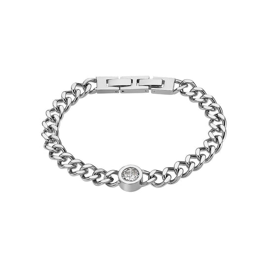 Zilverkleurige Lotus armband voor dames met elegante schakel en sprankelende steen.