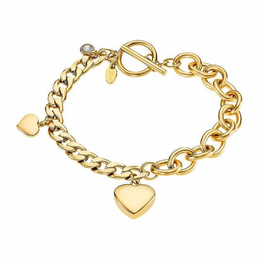 Gouden Lotus armband voor dames met elegante hartvormige bedels.