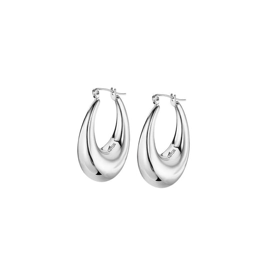 Elegante zilveren Lotus oorbellen met een tijdloze, ronde vorm.