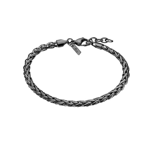 Zwarte Lotus armband voor dames met verfijnd vlechtontwerp en sluiting.
