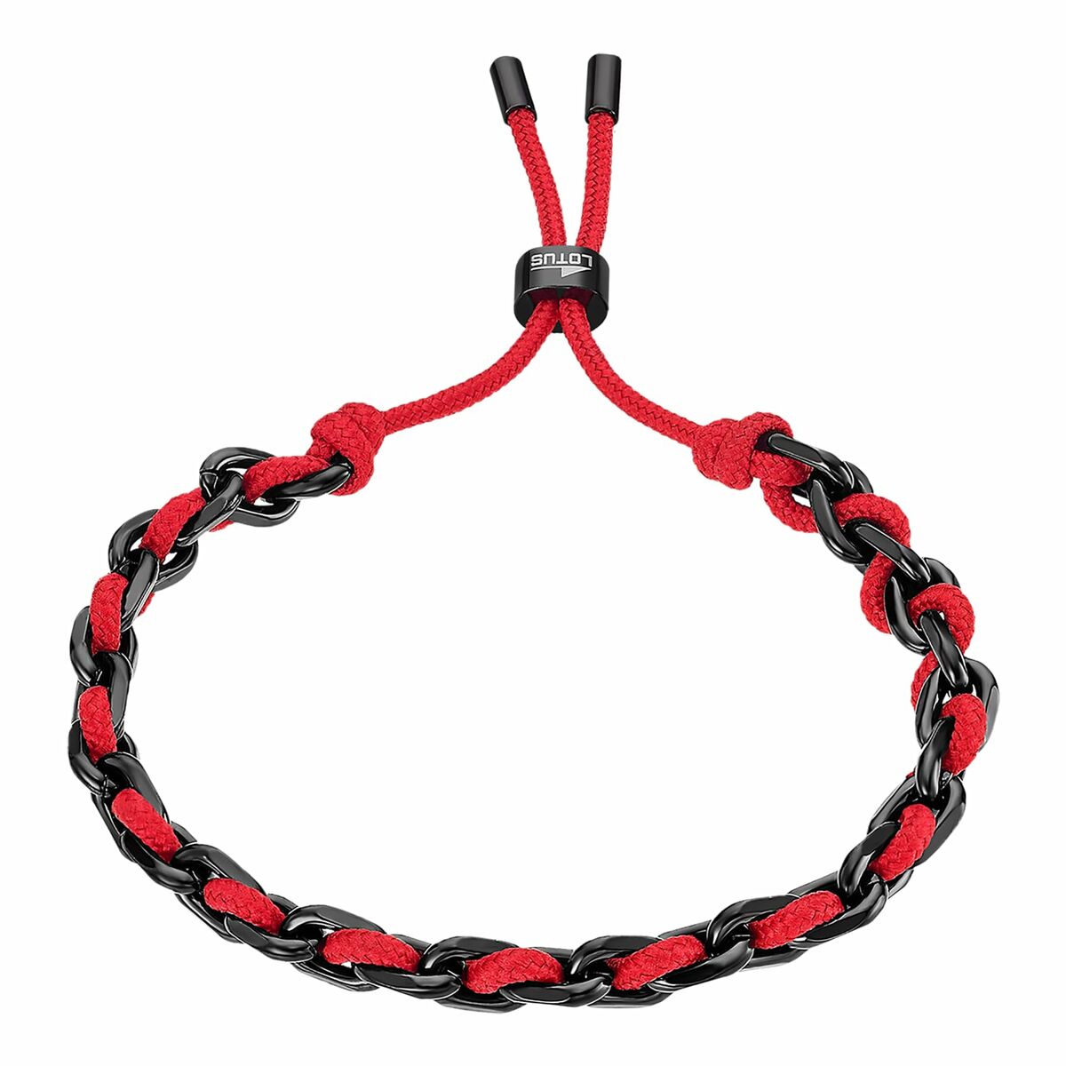 Lotus armband voor dames met verfijnd zwart-rood ontwerp en verstelbare sluiting.
