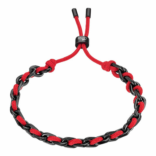 Lotus armband voor dames met verfijnd zwart-rood ontwerp en verstelbare sluiting.